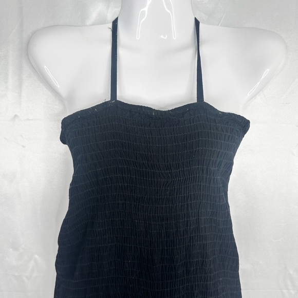 Halter Dress Womens Black Green Smocked Boho Gypsy Asymmetric Maxi Size Med - Picture 4 of 9